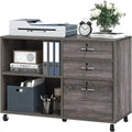 3-Drawer Mobile Lateral Filing Cabinet with Lock & Open Shelves