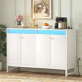 Sideboard Buffet Cabinet with Power Outlet & RGB LED Lights