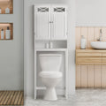 Meuble de rangement WC gain de place avec portes vitrées et étagère ouverte