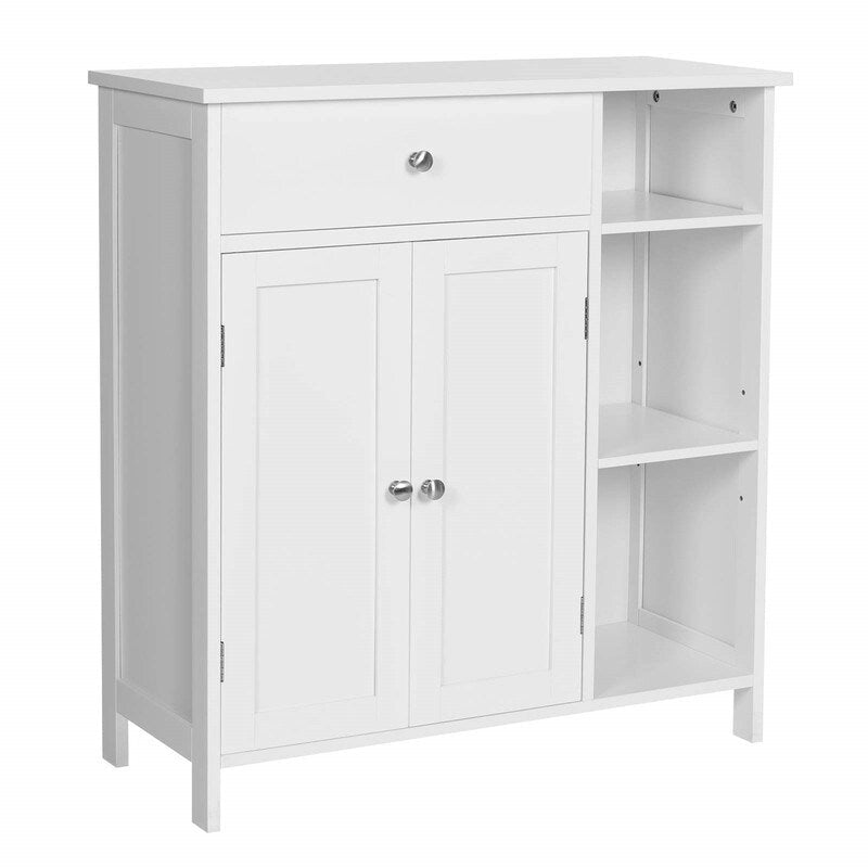 Freestanding Bathroom Storage Cabinet with 3 Shelves, Drawer & Cabinet