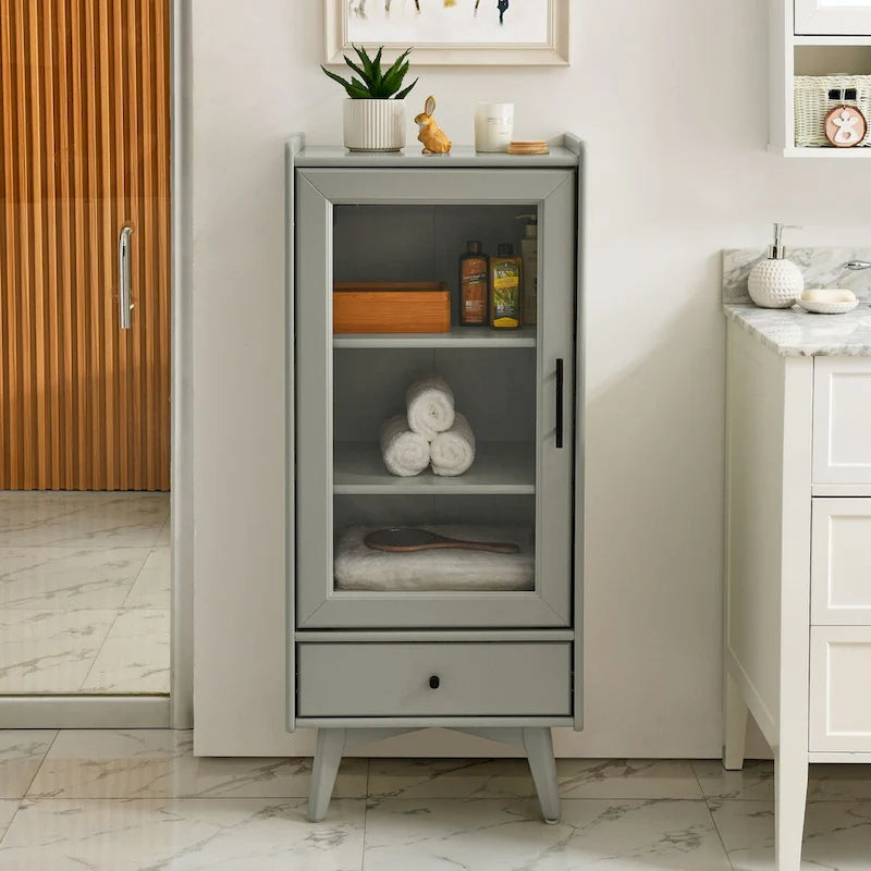 Modern Freestanding Bathroom Storage Cabinet with Drawer