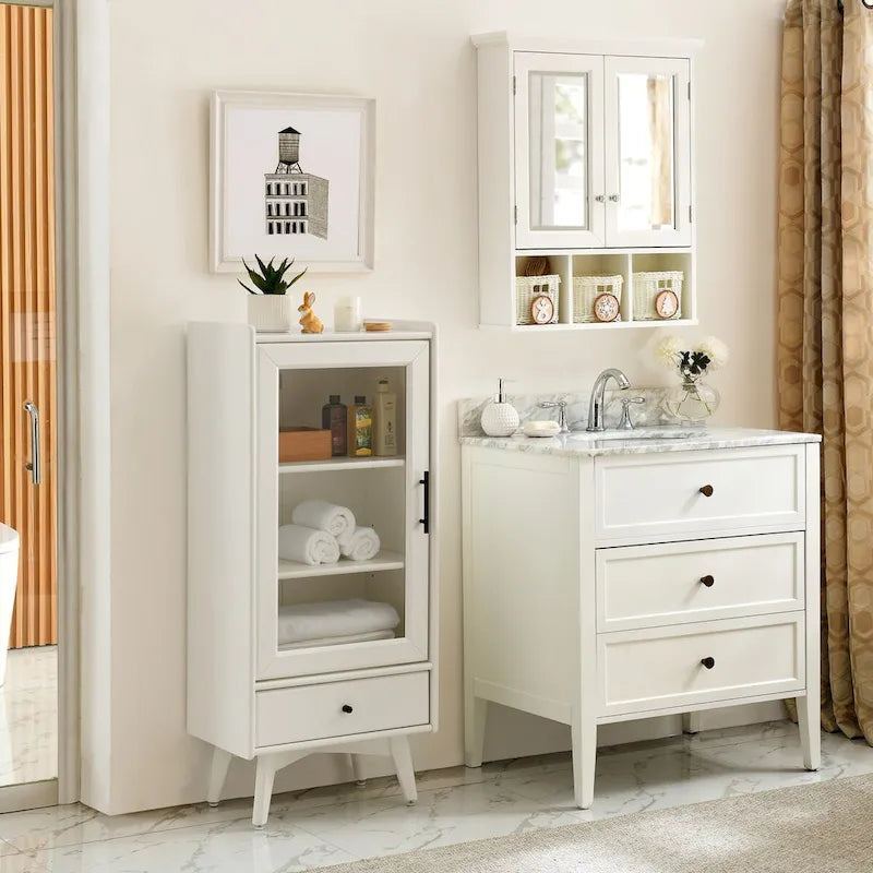 Modern Freestanding Bathroom Storage Cabinet with Drawer