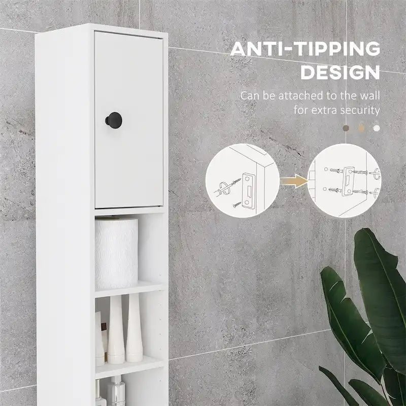 Tall Narrow Bathroom Storage Cabinet with Adjustable Shelves