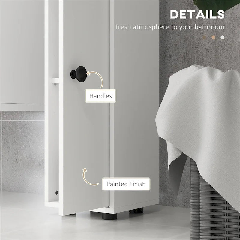 Tall Narrow Bathroom Storage Cabinet with Adjustable Shelves