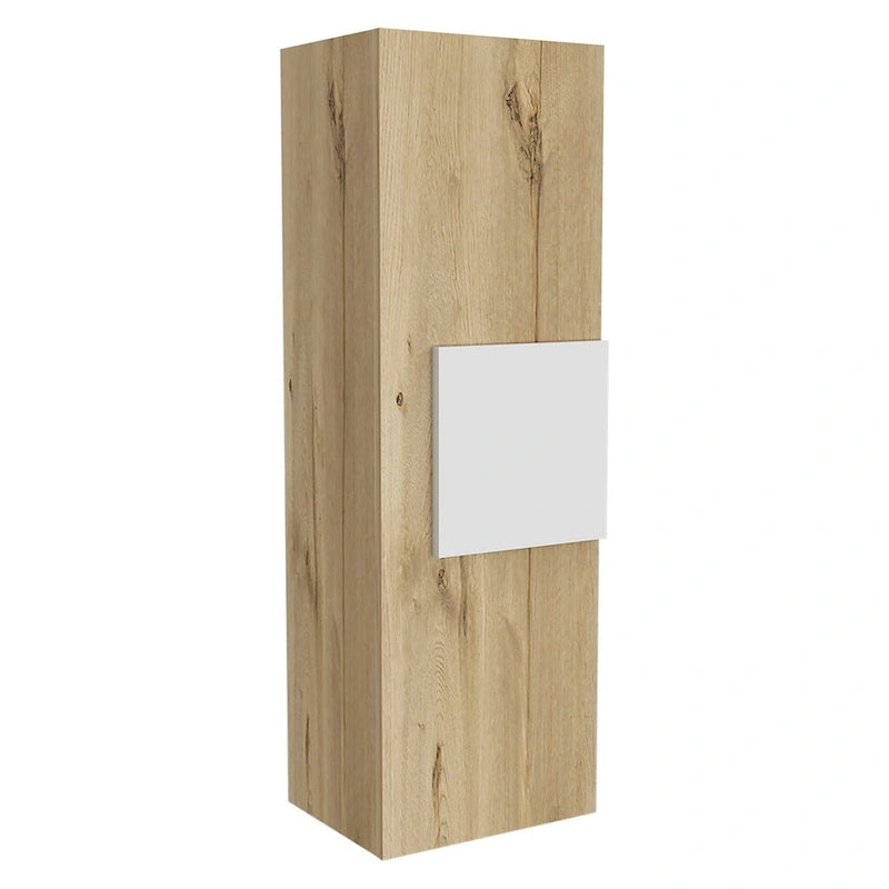 Single Door Bathroom Medicine Cabinet with 3 Shelves, White & Light Oak