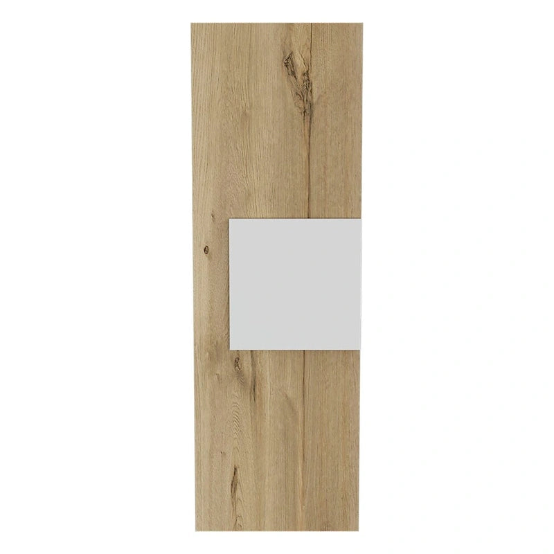 Armoire de toilette à porte unique avec 3 étagères, blanc et chêne clair