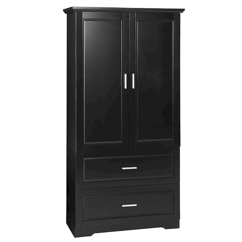 Tall Storage Cabinet with 2 Doors, 2 Drawers & Adjustable Shelf