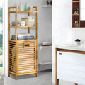 3-Tier Bamboo Tilt-Out Laundry Hamper with Storage Shelves