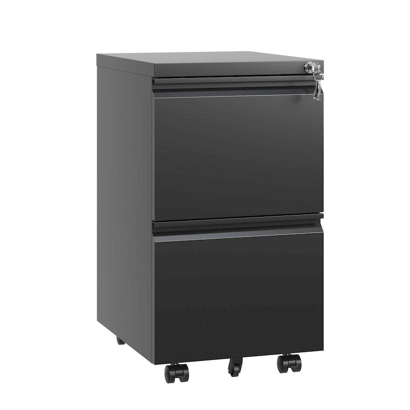 2-Drawer Rolling Metal File Cabinet with Lock