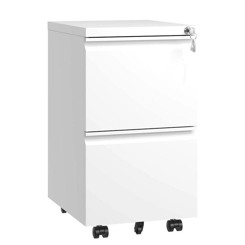 2-Drawer Rolling Metal File Cabinet with Lock
