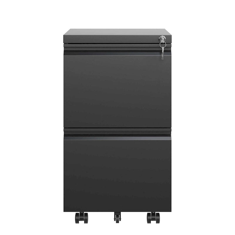 2-Drawer Rolling Metal File Cabinet with Lock