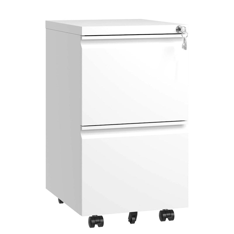 2-Drawer Rolling Metal File Cabinet with Lock