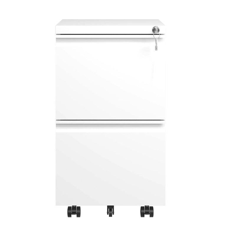 2-Drawer Rolling Metal File Cabinet with Lock