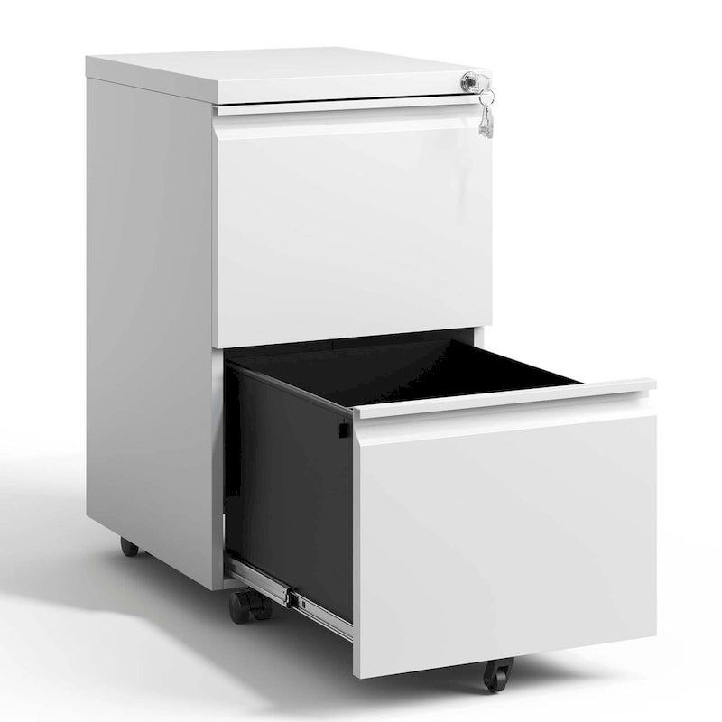 2-Drawer Rolling Metal File Cabinet with Lock