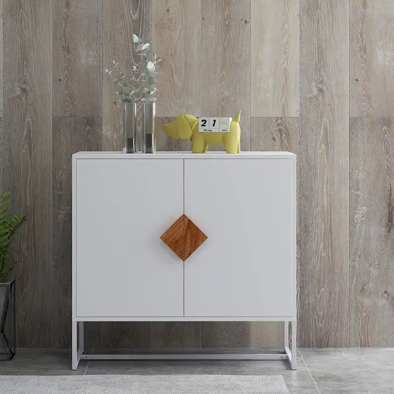 Modern 2-Door Sideboard Cabinet with Square Handles & UV Paint Finish