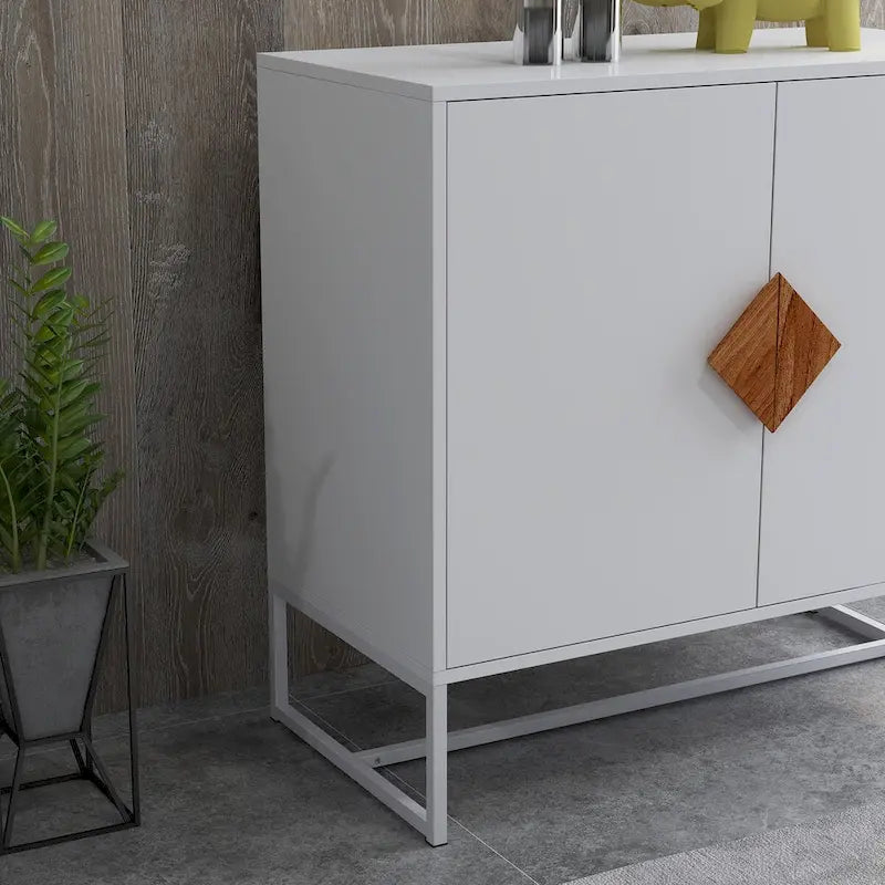 Modern 2-Door Sideboard Cabinet with Square Handles & UV Paint Finish