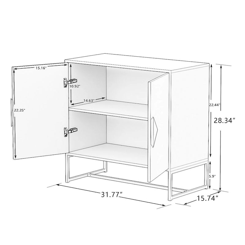 Modern 2-Door Sideboard Cabinet with Square Handles & UV Paint Finish