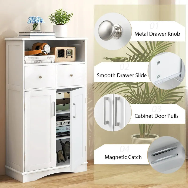 Freestanding Bathroom Floor Cabinet with 2 Doors & 2 Drawers