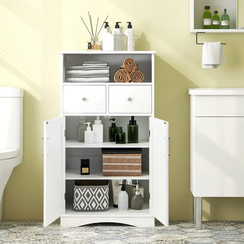 Freestanding Bathroom Floor Cabinet with 2 Doors & 2 Drawers